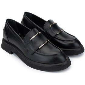 Resim Tamer Tanca Kadın Hakiki Deri Siyah Deri Loafer Ayakkabı 1066 2305 Bn Ayk Sk24-25 Sıyah Dr Siyah 