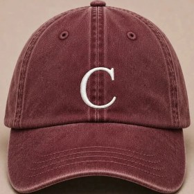 Resim "c" Harfi Isimlere Özel Tasarım Nakışlı Vintage Yıkamalı Beyzbol Şapkası 
