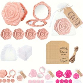 Resim 36/18/9/3 adet Pembe Gül Aynası, Düğün Hediyeleri Seti, Hediye Töreni Hediyesi, Gül Desenli Aynası, Organza Çanta ile Teşekkür Kartı Düğün Partisi Hediyesi, Misafirler için Hediye Düğün Parti Malzemeleri, Gül Oyma Makyaj Aracı, Taşınabilir Çift Taraflı Makyaj Aynası Kombinasyon Aynası 