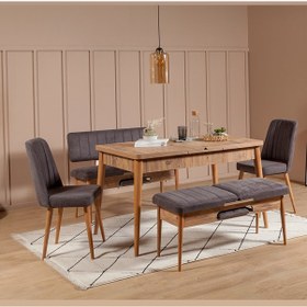 Resim Paris Banklı Yemek Masası Takımı Atlantik Soho Antrasit 