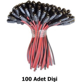 Resim Dc Dişi Power Jack Güç Bağlantı Kablosu 100 Adet - Kamera Ve Led Adaptör Giriş Soketi- Siyah/kırmızı 
