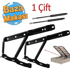 Resim Badem10 Baza Kapak Makası Gazlı Amartisör Piston 40° Siyah Boyalı Standart Geniş Kollu 1 Çift Yatak Sağ Sol 