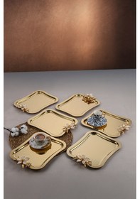 Resim İtalyan Model Papatyalı Kahve-Çay Sunum Ve Servis Tepsisi 