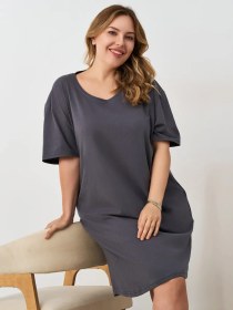 Resim Siti Teks Büyük Beden Yazlık Tunik 466500733 Grafit 