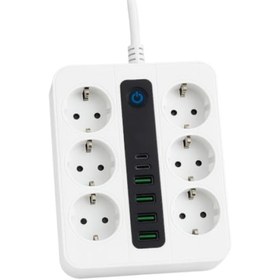Resim markentegra Akıllı Çoklu Priz, 6 Priz + 4 USB Çıkışı 