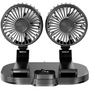 Resim Jeehugo 12v/24v Araba Fanı, Usb Çift Başlı, 360 Döner, İki Seviye Hız, Sessiz Soğutma, Sürücü/yolcu İçin, Fl-111-usb Siyah 