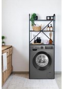 Resim Metal 3 Raflı Banyo Rafı Çamaşır Makinesi Üstü Dekoratif Raf Siyah 
