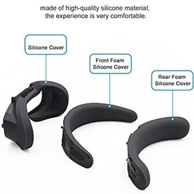 Resim HUAYUWA VR Yüz Pedi Takım Seti Oculus Rift S Kulaklık Aksesuarlarına Uygun, 1 Silikon Koruyucu Kapak + 1 Ön Köpük + 1 Arka Köpük Silikon Kapak (Siyah) 