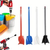 Resim Plastik Boya Karıştırma Matkap Ucu Eklentisi, Standart Altıgen Şaftlı ve Verimli Karıştırma için Dört Kanatlı Spiral Tasarımlı Epoksi Reçine Karıştırma Küreği, Çeşitli Matkap Uçlarıyla Uyumlu 