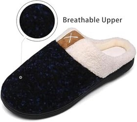 Resim Erkek Ev Terlikleri Kadınlar Sıcak Kapalı Kaymaz Kauçuk Taban Sevimli Terlik, Mavi,40/41 