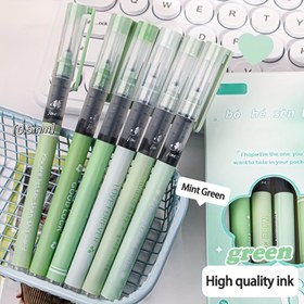 Resim 1 adet, 6'lı Kutulu Taze Ins Tarzı Nane Ormanı Jel Kalem Yüksek Görünümlü Düz Sıvı Tarzı Kalem 0.5mm Siyah Mürekkep Ofis Malzemeleri İmza Kalemi 