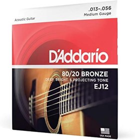 Resim Daddario Ej12 Akustik Gitar Tel Seti, 80/20 Bronze, Medium Gauge 
