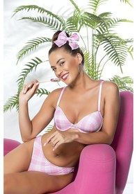 Resim Mode Cool Ekose Desenli, Hafif Destekli, Sütyen Ve Slip Külot Takım Pembe Brf32081 Pembe 
