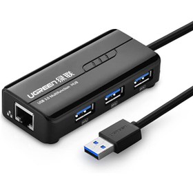 Resim USB 3.0 Gigabit RJ45 Ethernet Dönüştürücü Ve 3 Port USB Hub Çoklayıcı 