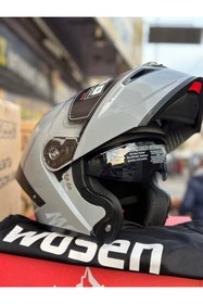Resim WOSEN Güneş Gözlüklü Çene Açılır Nardo Gri Kask 