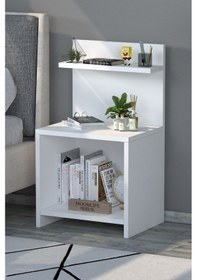 Resim Lion Raflı Komodin Beyaz Beyaz 