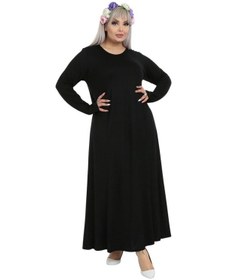 Resim Melsay Butik Desensiz Kollu Kadın Uzun Siyah Tesettür Elbise Siyah 