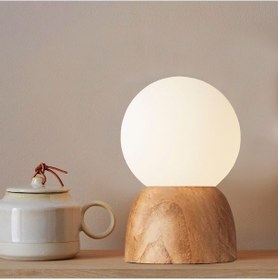 Resim Nuuq Nordic Style Ahşap Üzeri Cam Abajur Ahşap 