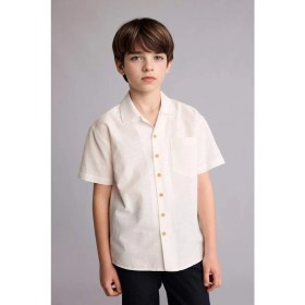 Resim DeFacto Regular Fit Apaş Yaka Poplin Kısa Kollu Gömlek Erkek Çocuk H5738A826HS 
