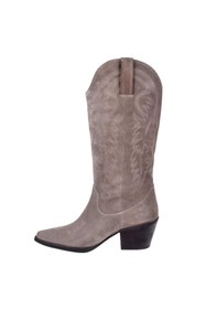 Resim pullman Hakiki Deri İşlemeli Western Kadın Çizme PLM-011 VİZON SÜET 