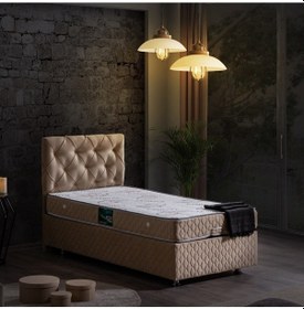 Resim Setaymobilya Baza, Vita Bej Tek Kişilik Baza + Başlık + Comfort Yatak 