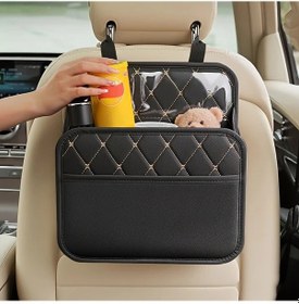 Resim Xuweiwei 1pc Back Storage Bag Pupu Pu Deri Koltuk Arkası Organizer Çok Bölmeli Seyahat Aksesuarları 