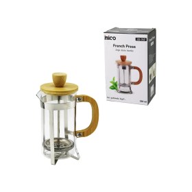 Resim MiraLive French Press Metal Kafes - Bambu Sap Bambu Kapak 350ML Cam Bitki Süzgeçi (4887) 