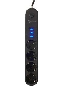 Resim 4lü Siyah Anahtarlı 3 Usb Li Akım Korumalı Topraklı Çocuk Korumalı Grup Priz 2 Metre Diğer 