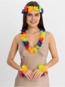 Resim AyrStore Rengarenk Hawaii Kolye Taç Bileklik Seti 4 Parça 