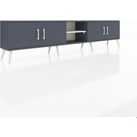 Resim Arges Tv Ünitesi 3 Raflı 4 Kapaklı 220x30x51 Antrasit-antrasit/aytaşı Antrasıt/aytası - Antrasıt 