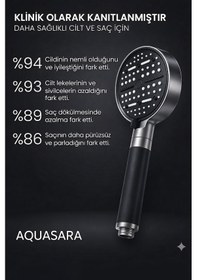 Resim 6 Parça Yüksek Basınçlı Filtreli Duş Başlığı Seti 6 Modlu, 3 Yedek Filtreli, Hortum Ve Duş Başlığı Tutucu Gri - Siyah 