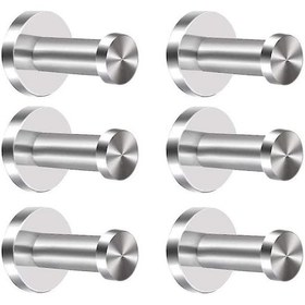 Resim 6 Adet 304 Paslanmaz Çelik Palto Askısı Duvara Monte Kapı Askıları Krom Silindir Havlu Askısı Ağır Hizmet Tipi Fırçalanmış Nikel Bornoz Askıları Kapılar İçin 