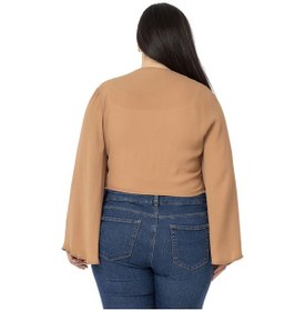 Resim Disentis Büyük Beden İspanyol Kollu Önden Bağlamalı Camel Bolero-camel Camel 