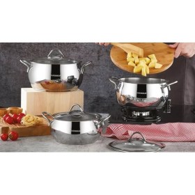 Resim Kahramanlar Elite Çelik Tencere Güveç Seti 6 Parça Platin 2056P 