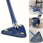 Resim 1 Set + 2 Paspas, Üçgen 360° Dönen Uzun Saplı Temizlik Paspası - Eller Serbest Temizlik, Kuru ve Islak Zeminler, Duvarlar, Tavanlar, Çift Kullanımlı - Paslanmaz Çelik / Plastik, Mutfak, Banyo, Oturma Odası, Zemin Paspası Temizliği için Mükemmel, paspas temizlik seti, temizlik mop seti, mop, değerli zeminler, temizlik seti 