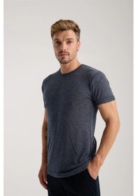 Resim Erkek Lacivert Sıfır Yaka Kısa Kol Şortlu Pijama Takımı Lacivert 
