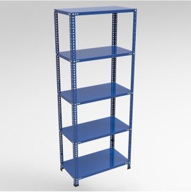 Resim Rafburada 5 Katlı Mavi Renk Çelik Raf. Çiçeklik Rafı, Ofis Rafı. 20 x 60 x 200 CM Kalınlık 0.70 MM 