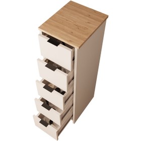 Resim Bimossa U20 Flora Çekmeceli Dolaplı Tabureli Makyaj Masası - Meşe - Kumtaşı 