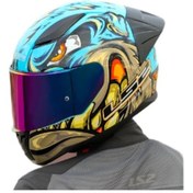 Resim Ls2 Rapid 2 Race Gökkuşağı Vizör Kask Gri Neo Mavi Mor 