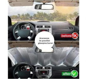 Resim CetKing Ön Cam Katlanabilir Güneşlik Araba Metalize Perde (130X60) 