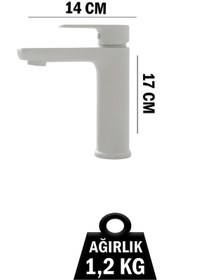 Resim 5512-1 Lavabo Bataryası Sabit Banyo Lavabosu Musluğu Musluk Armatür Beyaz Siyah Gold Krom Renkler Beyaz 