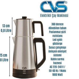 Resim Cvs DN 1556 1.8 W Çelik Elektrikli Çay Makinesi 