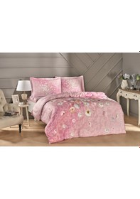 Resim Taç Pamuk Saten Nevresim Takımı Serlina Pembe Çift Kişilik 