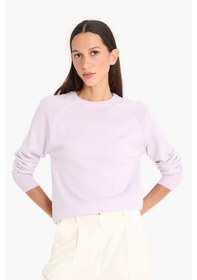 Resim Defacto Relax Fit Bisiklet Yaka Basic Düz Triko Kazak I6913az25wnpr462 Mor 