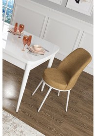 Resim Canisa Concept Zen Serisi 80x132 Mdf Açılabilir Beyaz Mutfak Masası Takımı Ve 6 Cappucino Sandalye Beyaz&cappucino Takım 