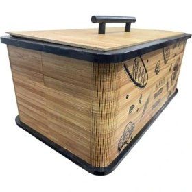 Resim Kapaklı Ahşap Ekmeklik, Kahverengi Doğal Ahşap Malzeme, Mutfak Dekoratif Saklama Kutusu 