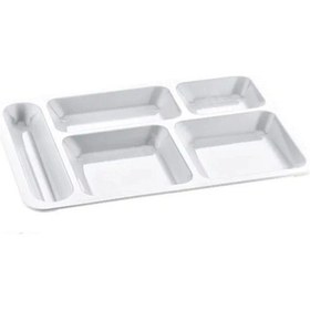 Resim 5 Gözlü Kırılmaz Plastik Tabldot Tabağı Beyaz Self Servis Tabildot Tabilot Tabak Çok Renkli 