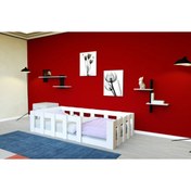 Resim ELİSTAMO Mdf Montessori Karyola Beyaz My 3 - 90x190 Yatak Uyumlu 
