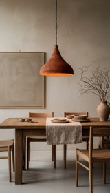 Resim Wabi Sabi Handmade Ceramic Pendant Light: Terracotta Kitchen Island Lighting - WM 2502 B 