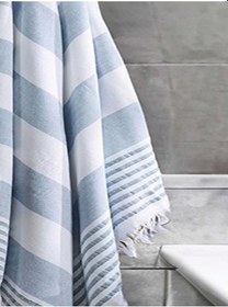 Resim Pure Linen 90x170 Cm Doğal Pamuk Peştamal Havlu Mavi Çok Renkli 